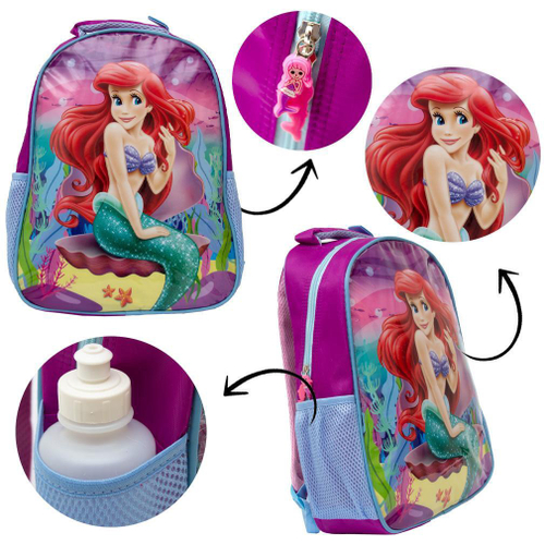 Mochila Menina Infantil Sereia Ariel Lancheira Estojo No Shoptime