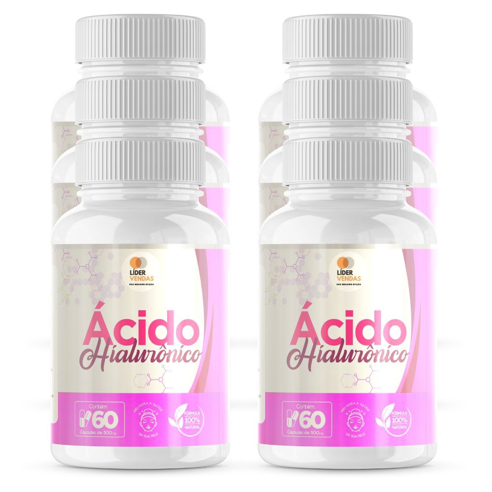 Ácido Hialurônico 500Mg 60 Cápsulas Kit 6 Potes Submarino