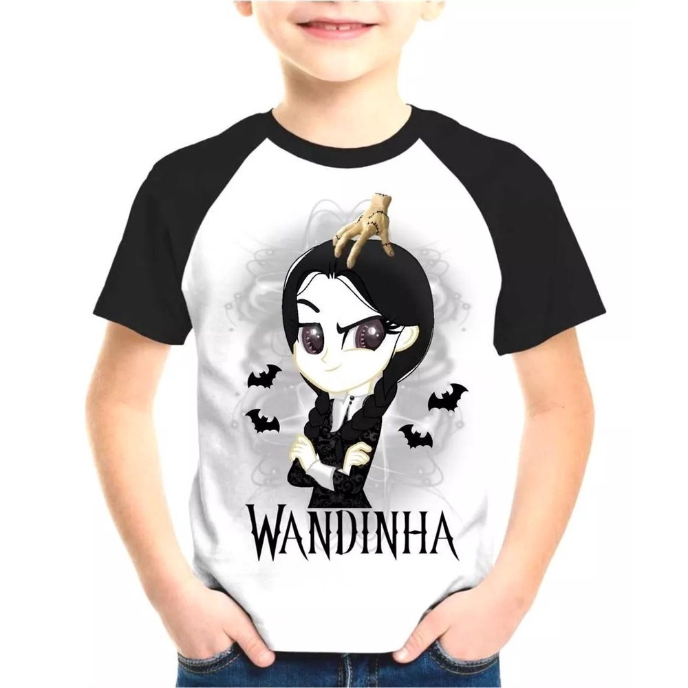 Camiseta Wandinha Addams Camiseta da Série Wandinha Adulto e Infantil