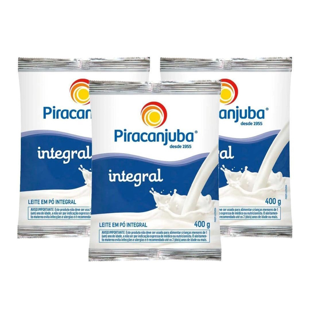 Leite Em Pó Integral Piracanjuba 400G 03 Unidades no Shoptime