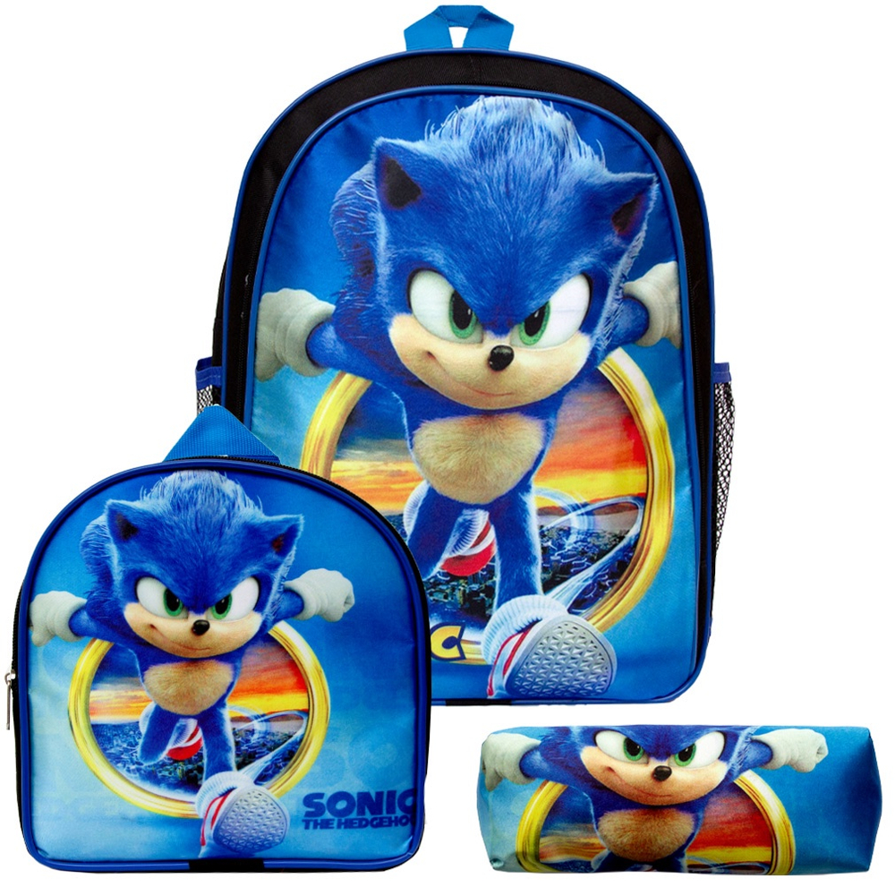 Kit Mochila Masculina Escolar Juvenil Sonic Argola Tn Costas No Shoptime