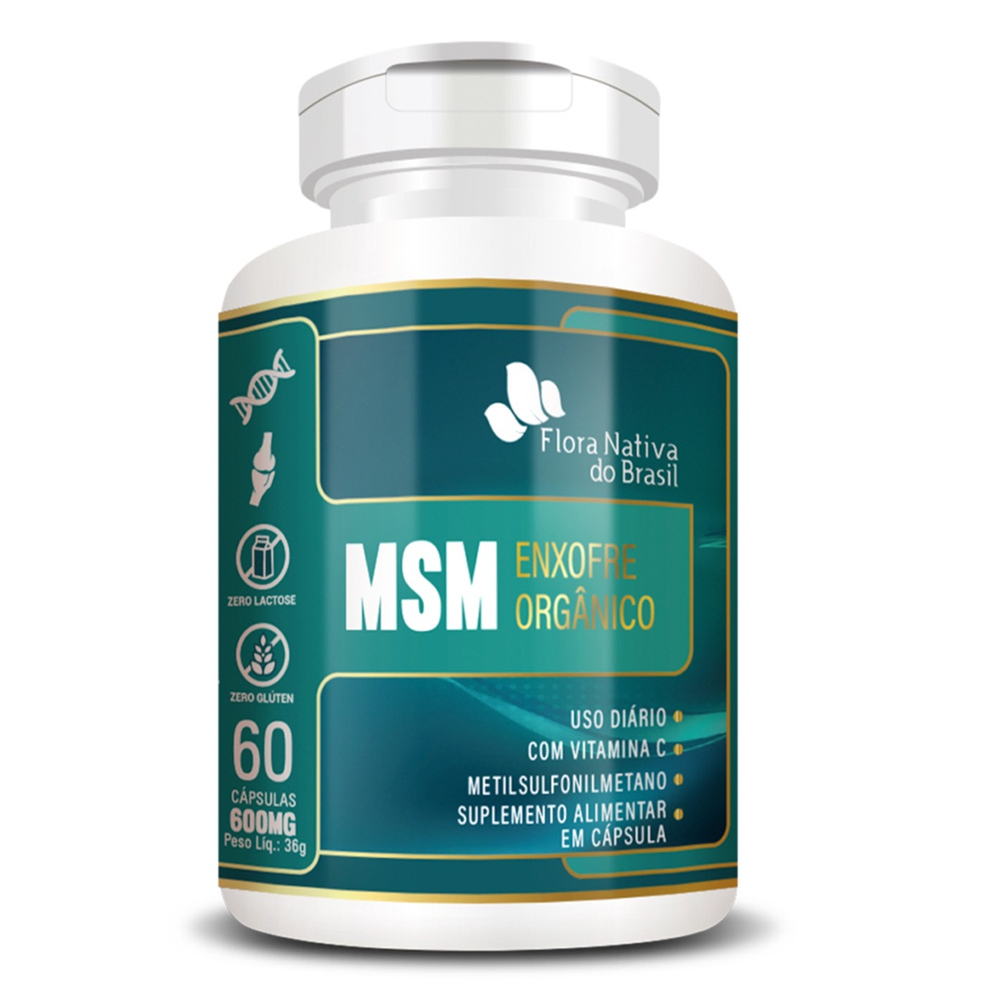 Suplemento msm Enxofre 600mg 60 Cápsulas Flora Nativa Submarino