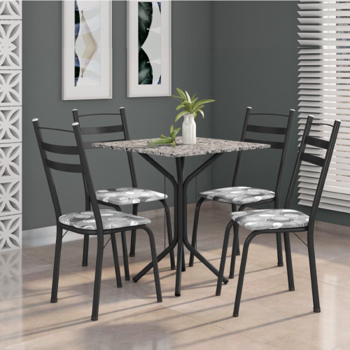 Conjunto De Mesa Thais 0 70m 4 Cadeiras Artefamol Granito Dark No