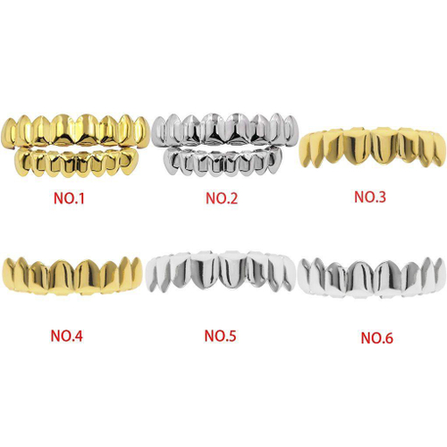 Grillz De Dentes Conjunto Falsos Hip Hop Prata Dourado Ouro Em Promo O