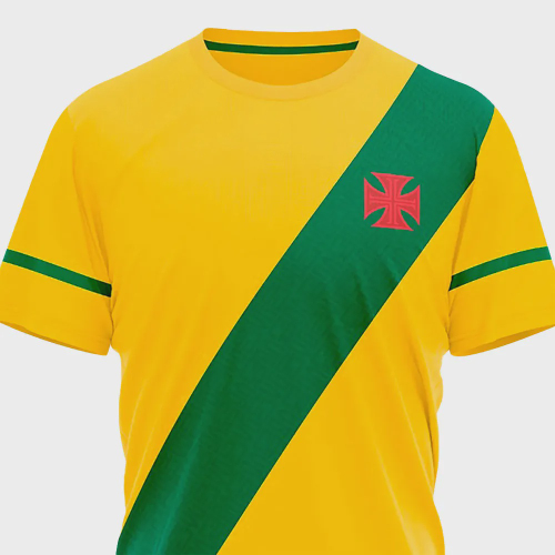 Camisa Braziline Vasco da Gama Brasil Manicoré Masculina Amarelo Verde