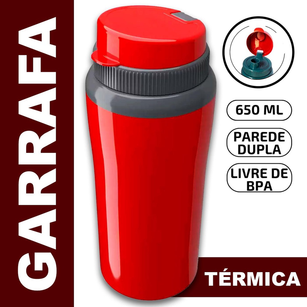 Garrafa Térmica Para Academia Treino Cozinha 650Ml Tampa no Shoptime