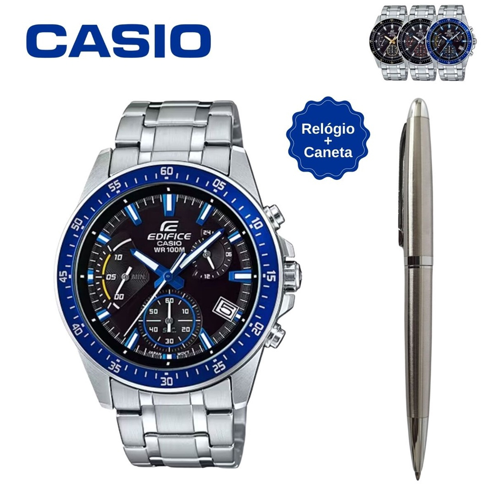 Kit Relógio de Pulso Casio Edifice Cronógrafo Analógico Casual