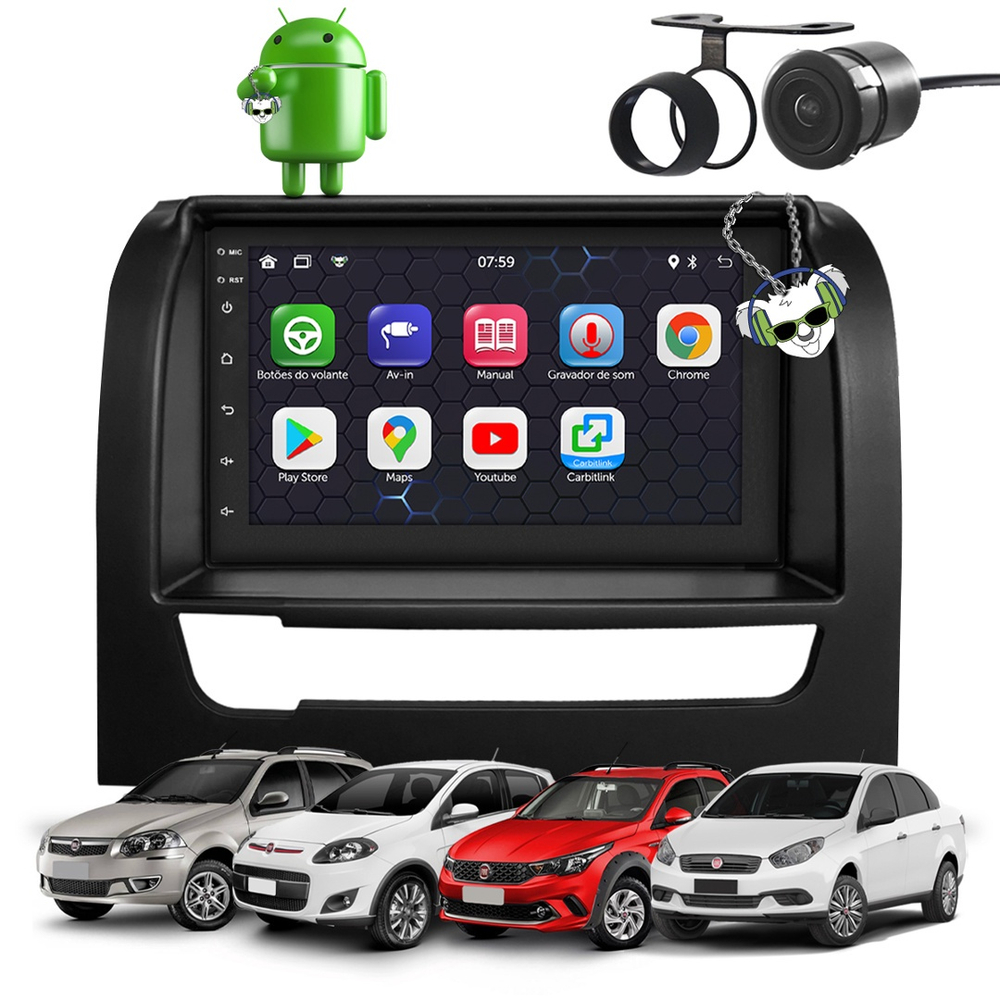 Kit Central Multimídia Sistema Android Espelhamento Usb Bluetooth Fiat