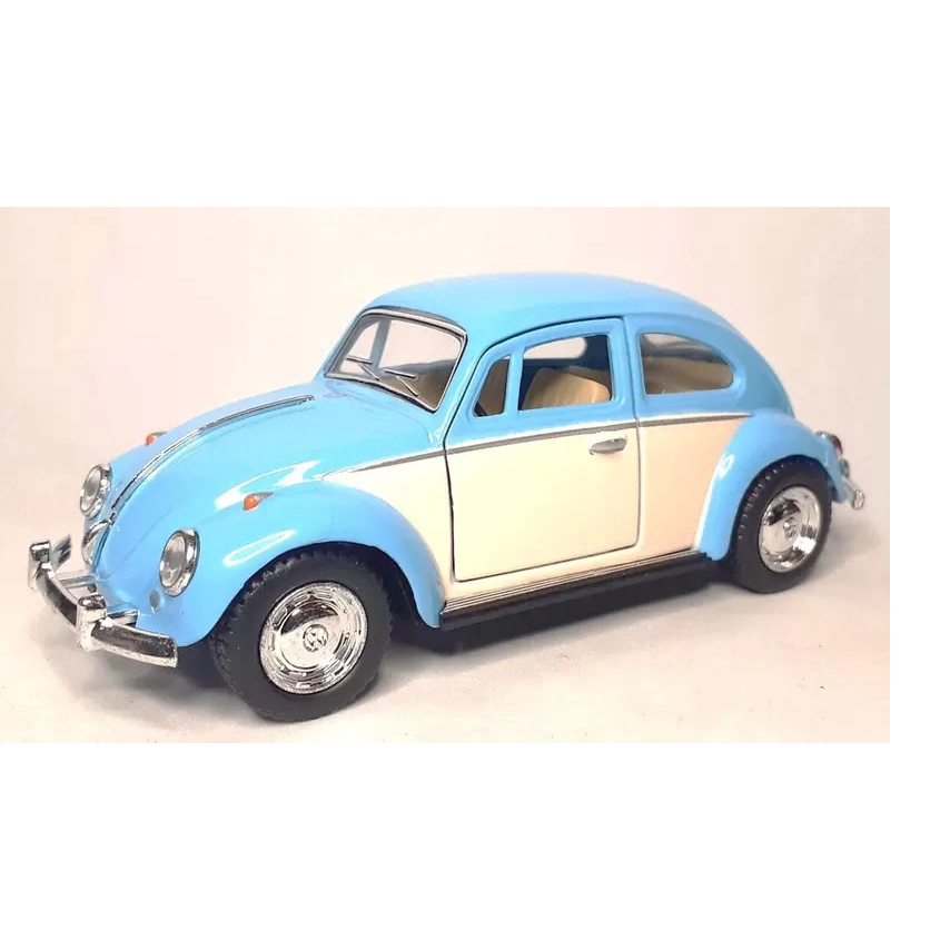 Miniatura Fusca Azul Bebê e Branco Carrinhos colecionáveis Miniatura de