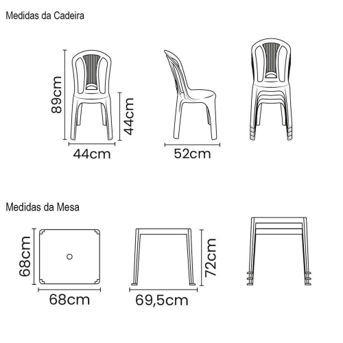 Conjunto Mesa Tamba Cadeiras Atl Ntida Pl Stico Polipropileno