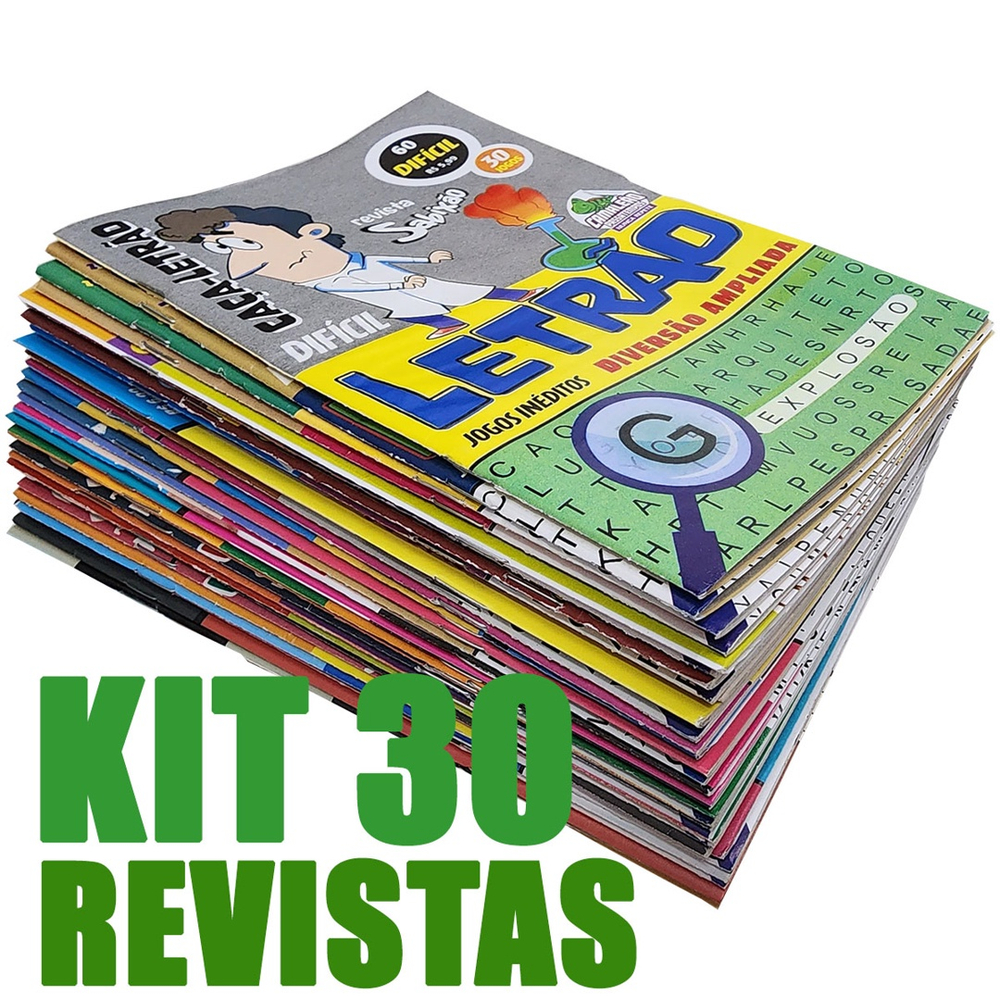 Kit 30 Revistas De Passatempo Caça Palavras Letras Grandes Ideal