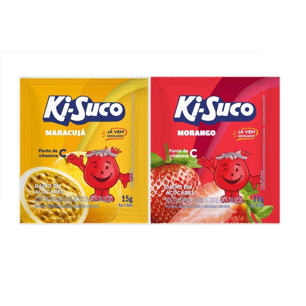 Kit 2 Refresco Pó Ki Suco Sabor Maracujá E Morango 225G Cd em Promoção