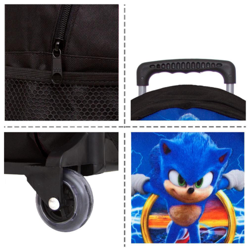 Mochila Sonic The Hedgehog Escolar Juvenil Rodinha Lancheira No Shoptime