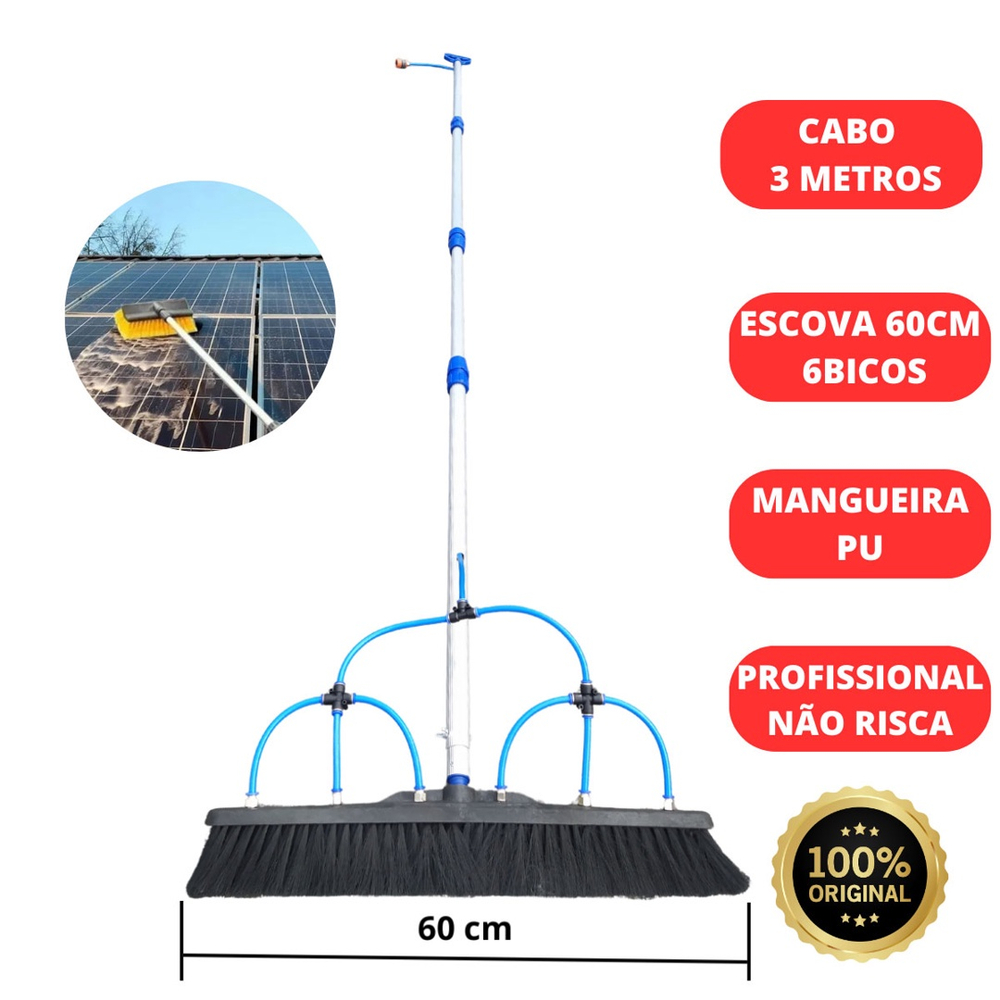 Vassoura Para Limpar Placa Solar 60cm Cabo De 3 Metros em Promoção