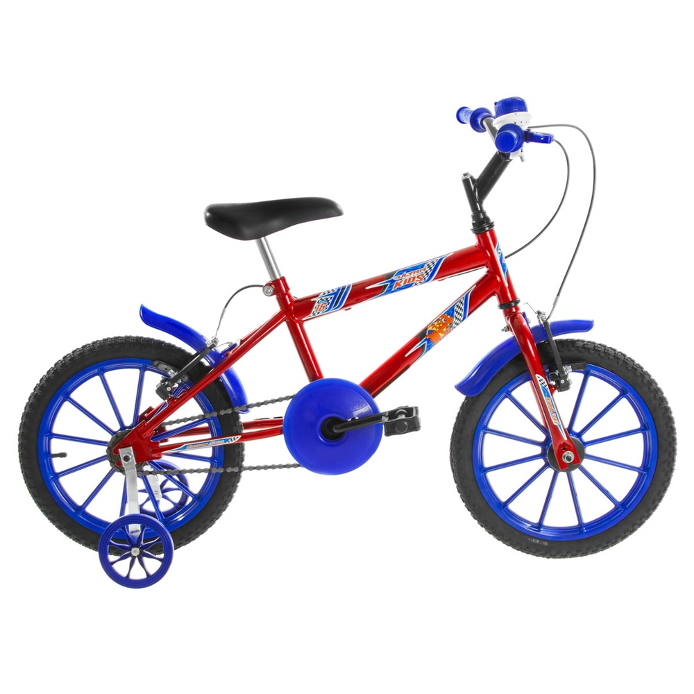 Bicicleta Infantil Aro 16 Ultra Bikes Vermelha E Azul Rodinhas No