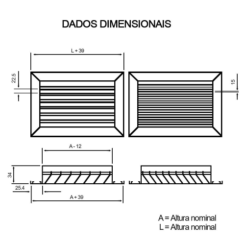 Grelha de Retorno Horizontal em Alumínio 400x300mm em Promoção na