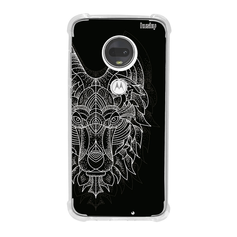 Capa Anti Impacto Personalizada Para Moto G7 Plus Lobo Pontilhismo