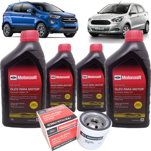 Kit troca de óleo Motorcraft 5W20 e filtro Ford Novo Ka 1 0 e 1 5 12V e