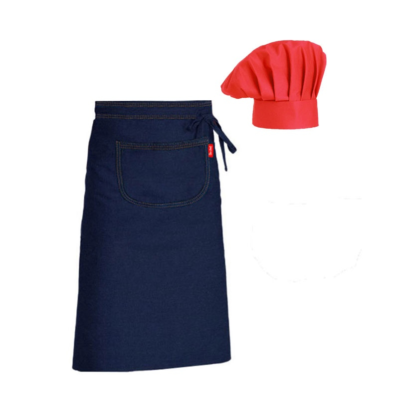 Kit Chef De Cozinha Avental Cintura Jeans Chapeu Cozinheiro em Promoção