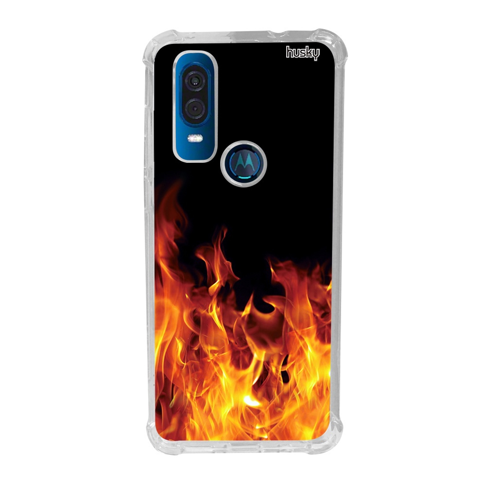 Capa Anti Impacto Personalizada Para Motorola One Vision Chama Fogo