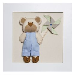 Quadro Decorativo Ursinho Com Catavento Quarto Bebê Infantil Menino Menor preço em Quadro Decorativo Ursinho Com Catavento Quarto Bebê Infantil Menino