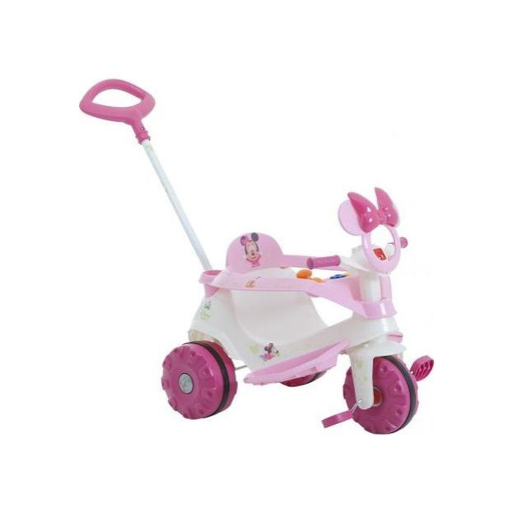 Triciclo Infantil Motoca Minnie para Passeio com Empurrador e