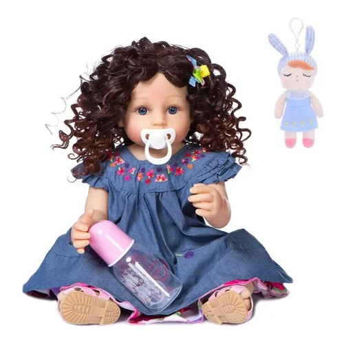 Boneca Reborn Bebe Silicone Menina Cabelo