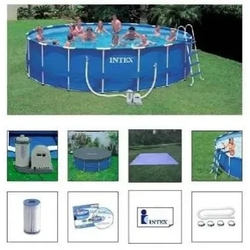 Piscina PVC Armação Redonda 24.311L + Bomba Filtro + Escada + Proteção de Fundo - Intex 110v 24311 Litros #28253 Menor preço em Piscina PVC Armação Redonda 24.311L + Bomba Filtro + Escada + Proteção de Fundo - Intex 110v 24311 Litros #28253