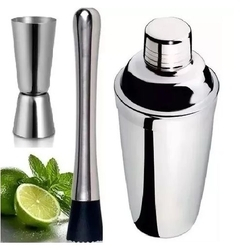 Coqueteleira Inox 750ml + Dosador De Whisky + Socador de limão inox Menor preço em Coqueteleira Inox 750ml + Dosador De Whisky + Socador de limão inox