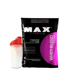 WHEY BLEND (2Kg) + Shaker 700ml - Max Titanium - Chocolate Menor preço em WHEY BLEND (2Kg) + Shaker 700ml - Max Titanium - Chocolate