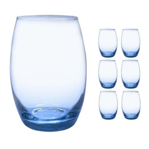 Jogo Copo De Vidro Azul Bellagio 450 Ml Com 6 Copos - Casa Linda