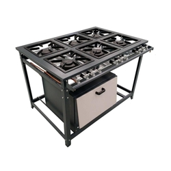 Fogão Industrial 6 Bocas com Forno Tampa Inox - Cristalaço Menor preço em Fogão Industrial 6 Bocas com Forno Tampa Inox - Cristalaço