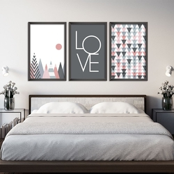 Conjunto Kit 3 Quadros 60x120cm Escandinavo Freya Com Vidro E Moldura Preta - Oppen House Quadros Decorativos é boa?
