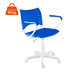 Cadeira de Escritório Secretária Giratória Evidence Branco e Azul Menor preço em Cadeira de Escritório Secretária Giratória Evidence Branco e Azul