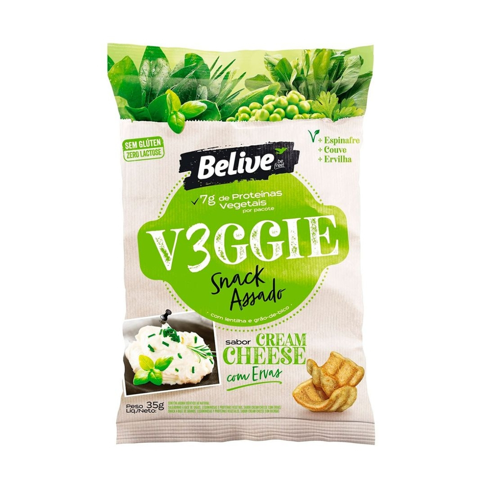 Salgadinho Proteico Vegano S Glúten Cream Cheese 35g Belive Nas Salgadinho Proteico Vegano S Glúten