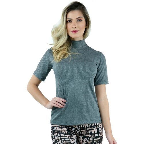 blusa feminina gola alta canelada