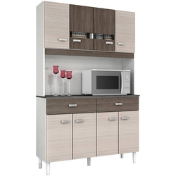 Armário P/ Cozinha 8 Portas 2 Gavetas - Poquema Kit Manu 8p - Amêndoa/Capuccino Menor preço em Armário P/ Cozinha 8 Portas 2 Gavetas - Poquema Kit Manu 8p - Amêndoa/Capuccino