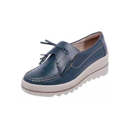 mocassim azul feminino