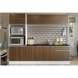 Cozinha Compacta Multimóveis Linea com Balcão, 08 Portas e 01 Gaveta - Duna Acetinado/Marrom Menor preço em Cozinha Compacta Multimóveis Linea com Balcão, 08 Portas e 01 Gaveta - Duna Acetinado/Marrom