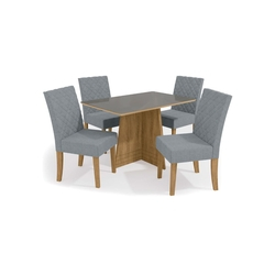 Conjunto Mesa Lótus C/ 4 cadeiras Freijó/Cinza Kappesberg Menor preço em Conjunto Mesa Lótus C/ 4 cadeiras Freijó/Cinza Kappesberg