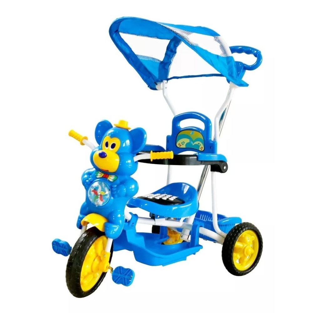 Triciclo Motinha Infantil com Capota Azul Passeio