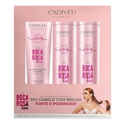 Kit Boca Rosa Hair Quartzo Cadiveu Proteína 150ml + Shampoo 250ml + Condicionador 250ml Menor preço em Kit Boca Rosa Hair Quartzo Cadiveu Proteína 150ml + Shampoo 250ml + Condicionador 250ml