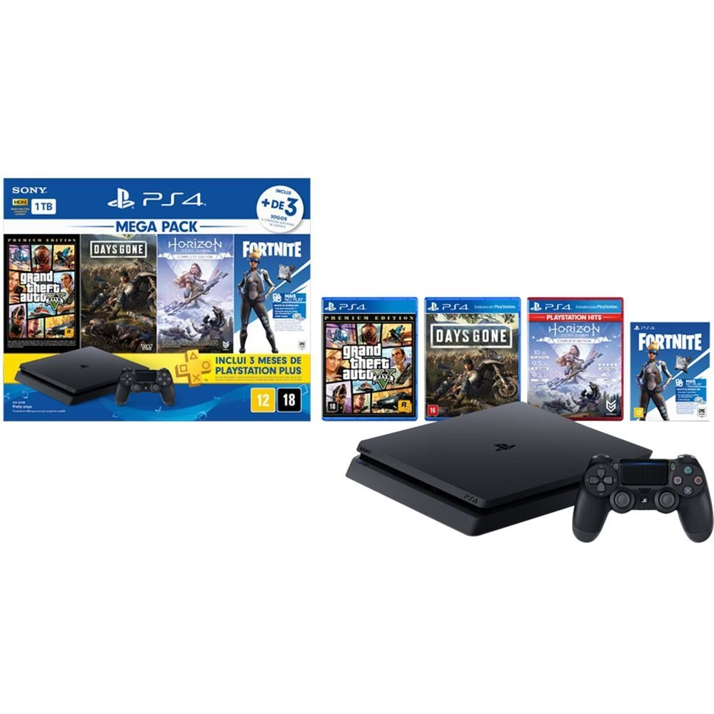 PS4 SLIM 1TB 1 CONTROLE 3 JOGOS - EASY TECH STORE (Ref.: 19714)