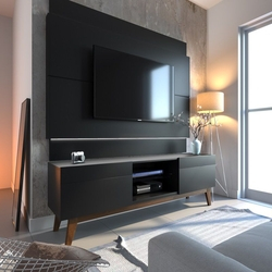 Menor preço em Rack com Painel Classic LED Imcal Móveis 2 Gavetas 1.8 Preto Fosco