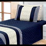 Cobre Leito para cama de Solteiro Mosaico Meu Lar 02 peças - Azul Marinho Cobre Leito para cama de Solteiro Mosaico Meu Lar 02 peças - Azul Marinho