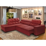Sofá 5 Lugares Canto 2,80x2,20 m Sttilo Retrátil e Reclinável Chaise Pillow e Molas Bordo - Megasul
