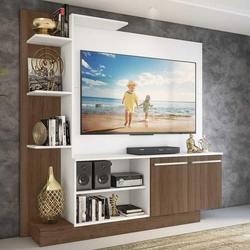 Estante Home Theater para TV até 55 Pol. Denver Multimóveis Argila Acetinado com Branco Texturizado Menor preço em Estante Home Theater para TV até 55 Pol. Denver Multimóveis Argila Acetinado com Branco Texturizado