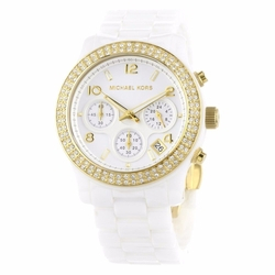 Menor preço em Relógio Feminino Michael Kors MK5237 Runway Gold Tone Glitz Ceramica Branco Gold 38mm