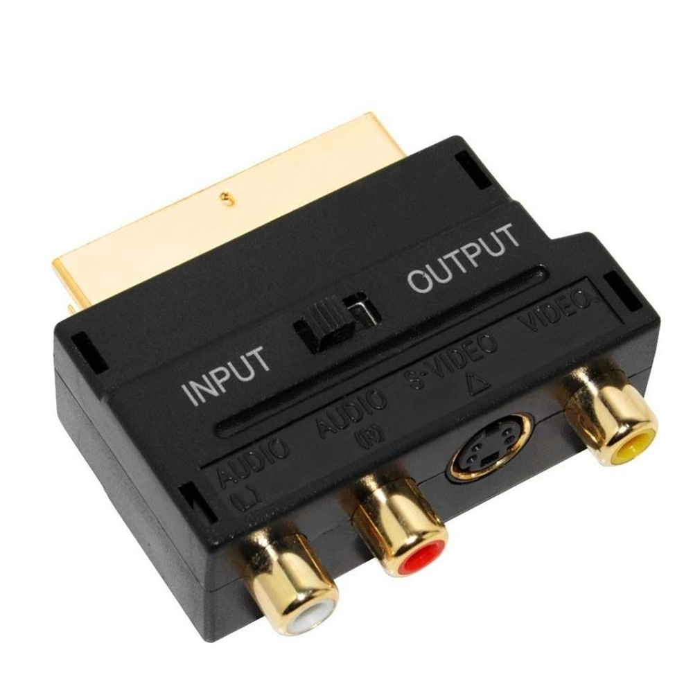 1x S-VHS Scart Adapter Cable to 2x female 3x RCA jack