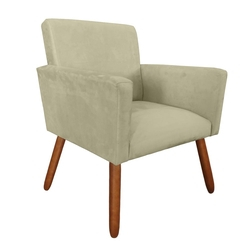 Poltrona Decorativa Bella Pés Palito Castanho Suede Bege é boa?
